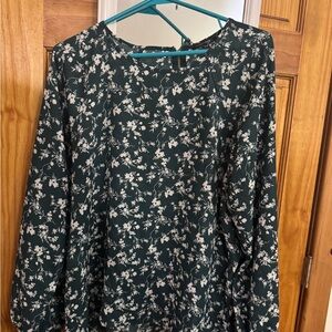 Papermoon Dark Green Floral Blouse